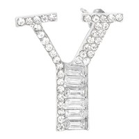 Buchstaben Anstecknadel, Initiale Y Strass Broschen, Silberfarben
