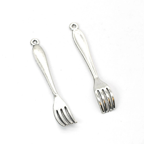 12 or 30PCS, Antique Silver Tone FORK Charm Pendant, Party Charm CC12 - Picture 3 of 3