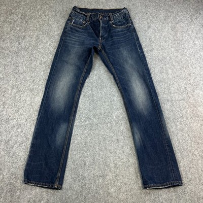 G Star Mens Jeans Slim Tapered 29 32 Dark Wash Blue Stretch Whiskers Fades