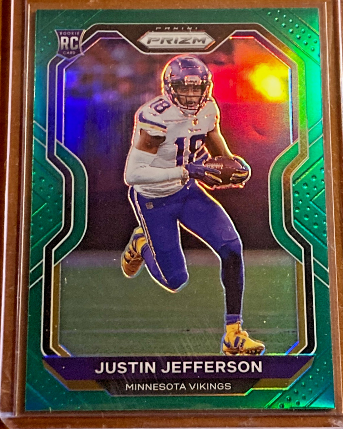 2020 Panini Prizm Justin Jefferson Rookie RC Green Prizm #398 Vikings