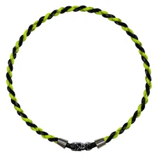 Phiten Tornado Chrome Titanium Necklace - Black/Yellow - 22