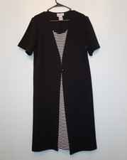 Special Thyme Ltd Womens Plus Sz 16W Dress Short Sleeve Round Neck Striped Black
