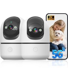 Indoor Security Camera 2-Pack 5G WiFi 360 Pan Tilt Baby Pet Monitor 2K Night