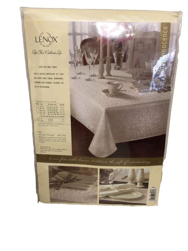 Lenox 90" Mantel Redondo Elegante 'Opal Innocence' Marfil Trenzado Cordón Borde Foto 3 de 4