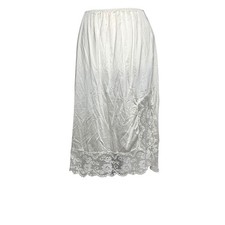 VTG White Lace Half Slip Skirt Medium Side Slit Bridal Coquette Angel Balletcore