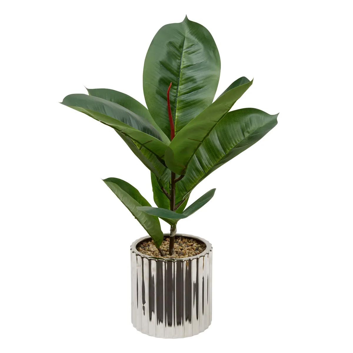 Ficus artificiel Sky 54cm arbuste decoratif haut de gamme aux reflets vert et argent