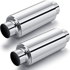 Exhaust Resonator 3 Inlet 13.8 Overall Length Stainless Steel Silver 2pc Outlet