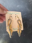 Painted Wooden Dangling Salamander Earrings Vintage Costume Jewelry NOS