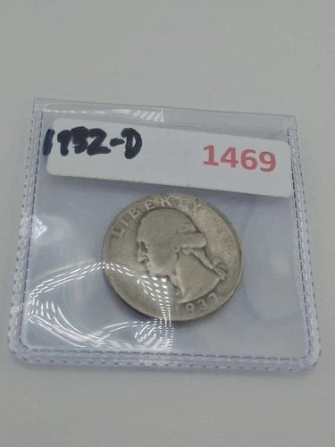 1932 D G. Washington Silver Quarter Key DATE  Good, Fine Details Highly Legible!