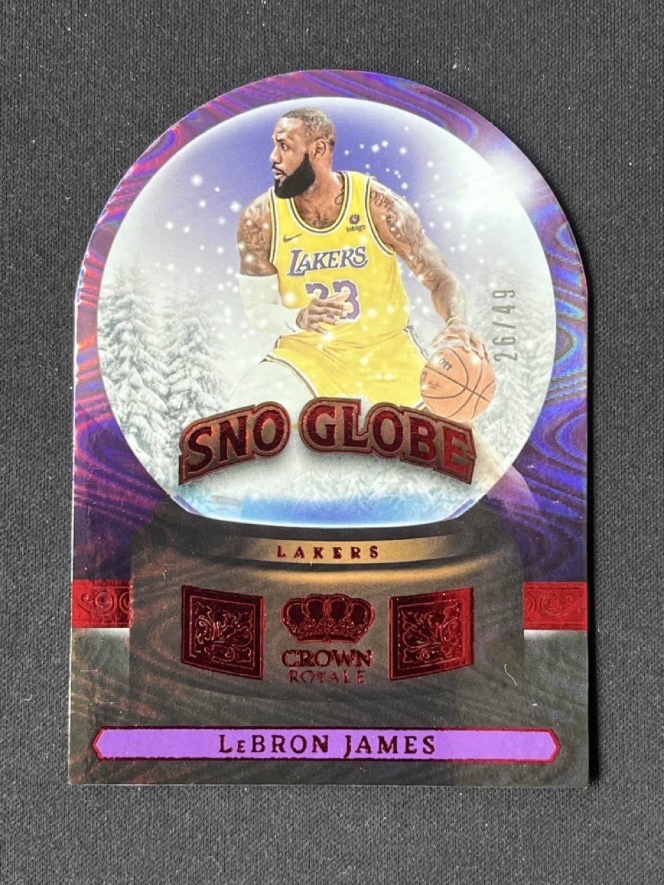 Lebron James 2023-24 Panini Crown Royale Sno Globe Red /49 #12