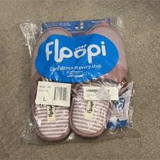 Floopi Women's Pink Slip-On Slippers 9-10 Striped Knit Memory Foam Anti-Slip 389