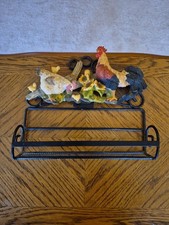 Vintage Country Cottage Rooster ^ Hen Decorative Wall Hanging Rack