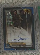 🔥 2024 Bowman Chrome Prospect 1st Auto Leo De Vries Blue Raywave /150 Oakland