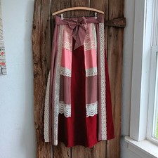 Vintage 70s Patchwork Maxi Skirt Velvet Lace Cottagecore Prairie Boho Calico A