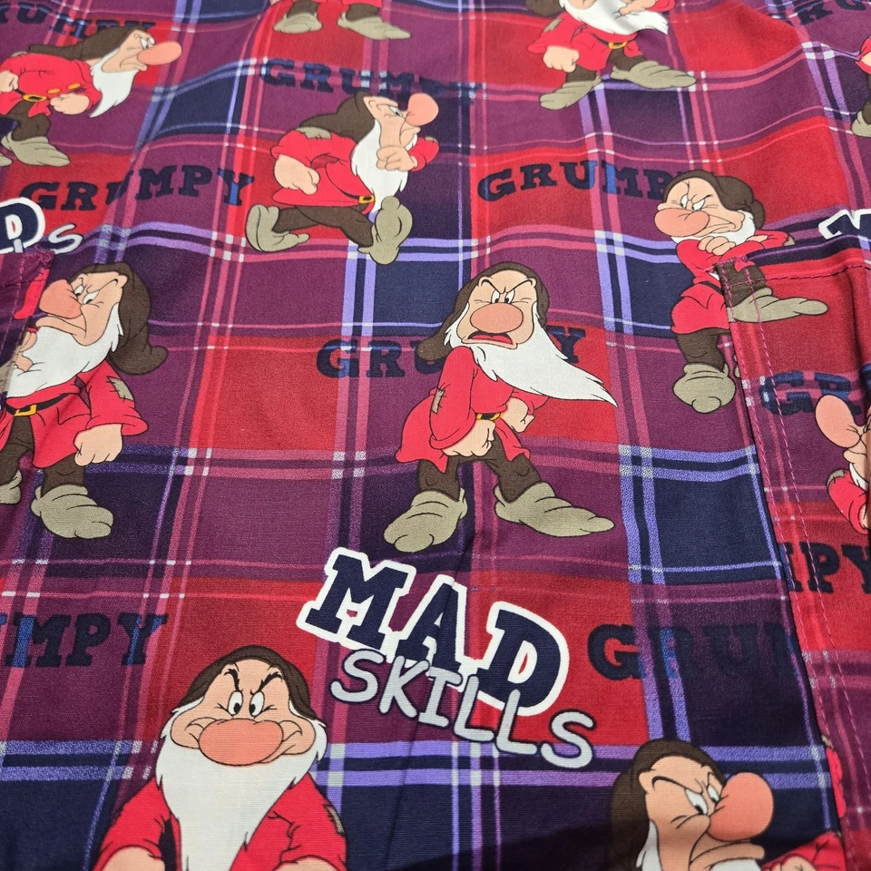 Medium Grumpy Snow White Cherokee Scrubs Disney Tooniforms Mens V Neck NEW NWT - Image 2 of 4