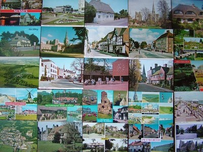 100 unbenutzte Postkarten von SUSSEX. Ab 70er/80er Jahren. Guter - sehr guter Zustand