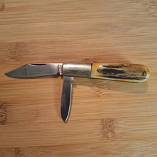 Colonel Coon Tenn USA Stag Hdl Barlow 1978-1988 Racoon Etched  2 Blade Patented