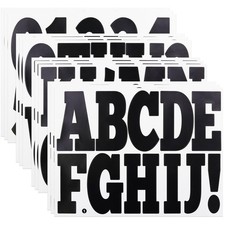 4 Inch Letter Stickers, Vinyl Self Adhesive Alphabet Number-12 Sheets Black