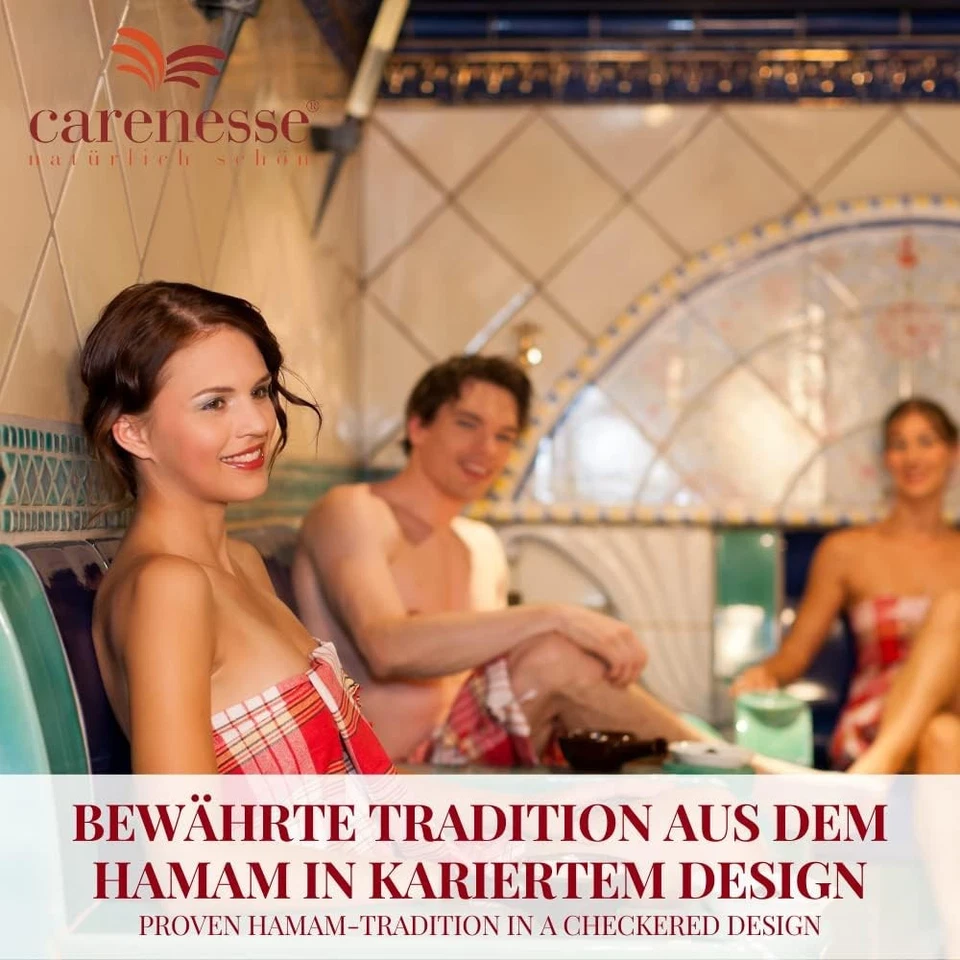 2 x Pestemal loincloth hammam towel sauna towel beach towel check burgundy  - Image 3 of 4