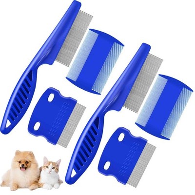6 Pack Dog Grooming Comb, Pet Flea Lice Stainless Steel Cat Combs with Rounded