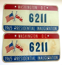 1965 Washington DC Presidential Inauguration Johnson License Plate