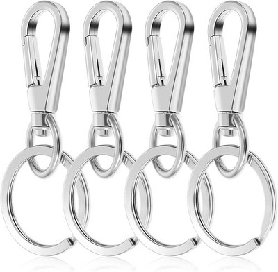 TIESOME Metal Keyring Carabiner Hook Clip, 4 Pieces Key Ring Chain Clips Hook