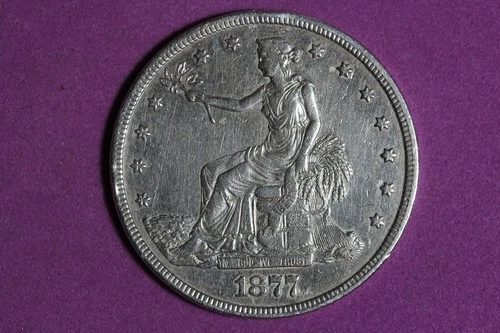 ESTATE FIND 1877 SILVER TRADE DOLLAR #K59173