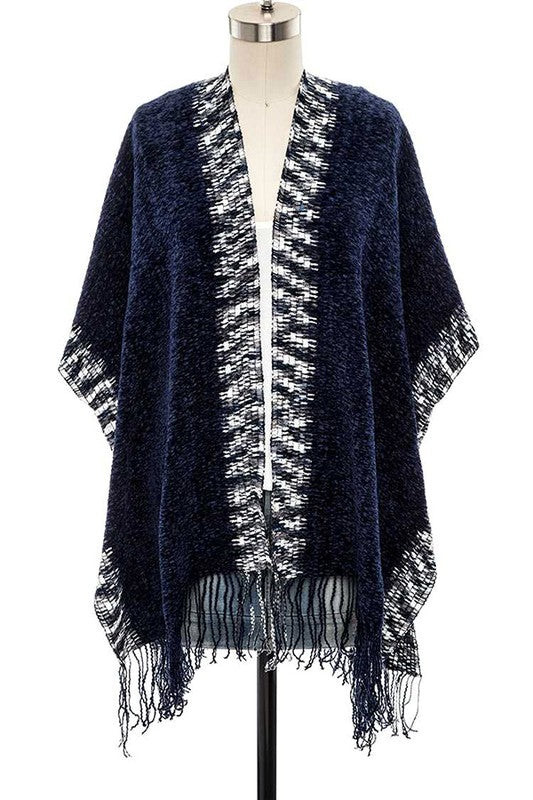 2 Tone Knitted Kimono Cardigan