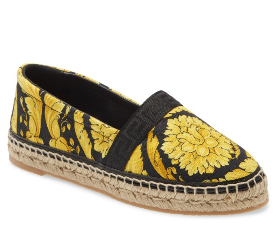 Женские слипоны-эспадрильи на плоской подошве с принтом барокко от Versace размер 37 США 7 - Испания 61790₽