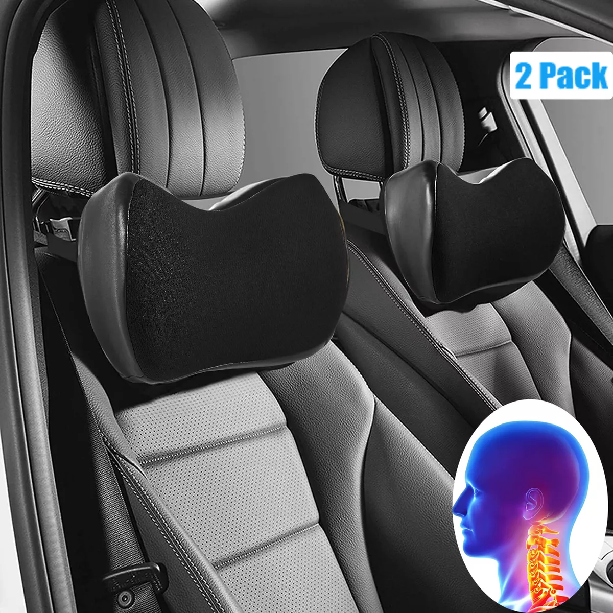 2 Pack Car Neck Pillow Cushion Headrest Pillow for Driving Car Soft Memory  Foam