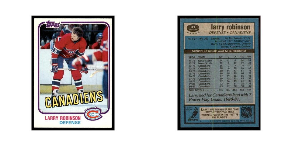 1981 Topps Larry Robinson Hockey Cards #31 - Image 3 of 3