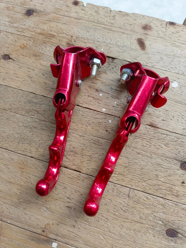 NOS Old School BMX alça alavanca freio 1 peça estilo vintage vermelho dois dedos - Imagem 3 de 4