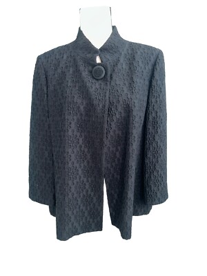 Dana Buchman Swing Jacket Womens 10 Black Embroidered