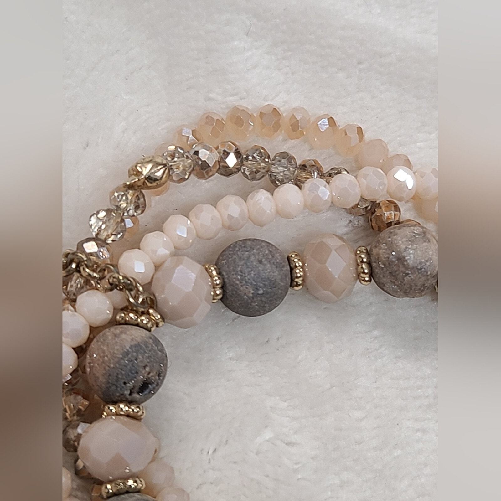 Multicolor Beaded Stretch Bracelet Stack With Tas… - image 4