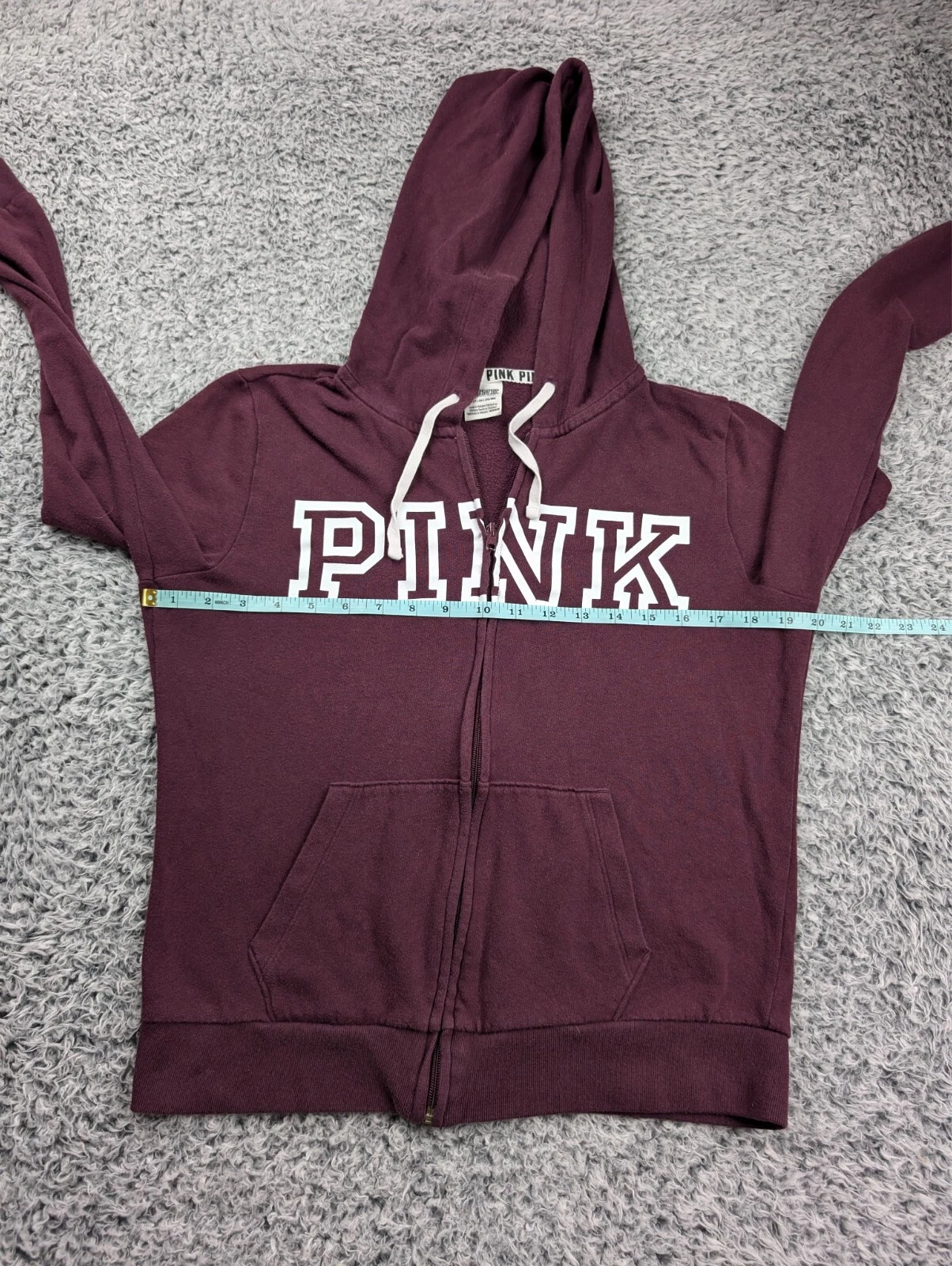 UNDERCOVER Felpa con cappuccio Victorias Secret donna piccola bordeaux zip tempo libero palestra casual yoga