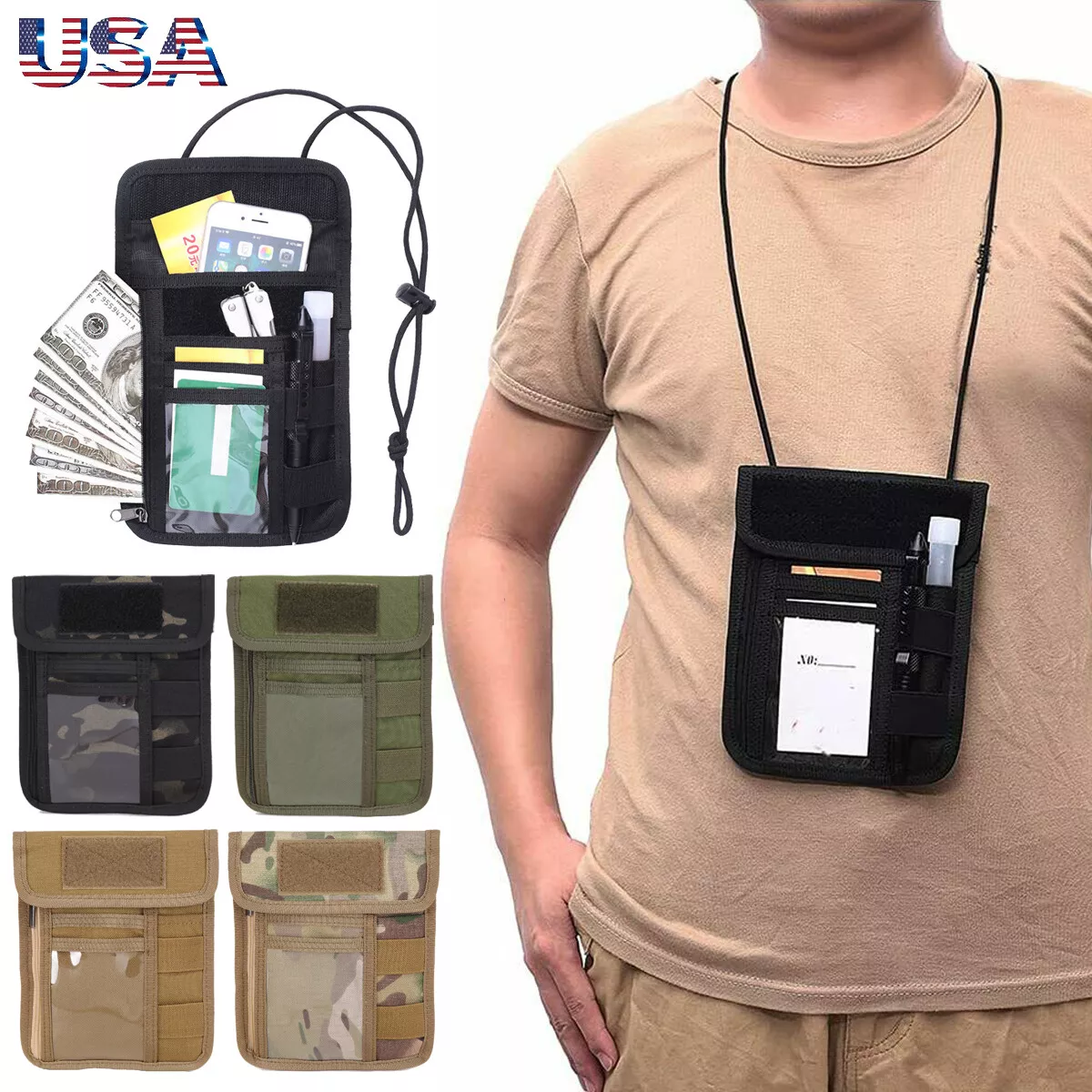 Travel Hidden Wallet Pouch RFID Blocking Passport Holder Anti-theft Neck  Pouch