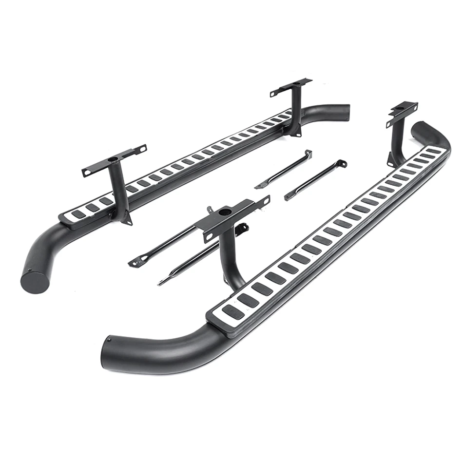 Side Steps For Land Rover Defender 110 Tubular Black/silver Fire&ice Style 2003+ - Image 2 of 4