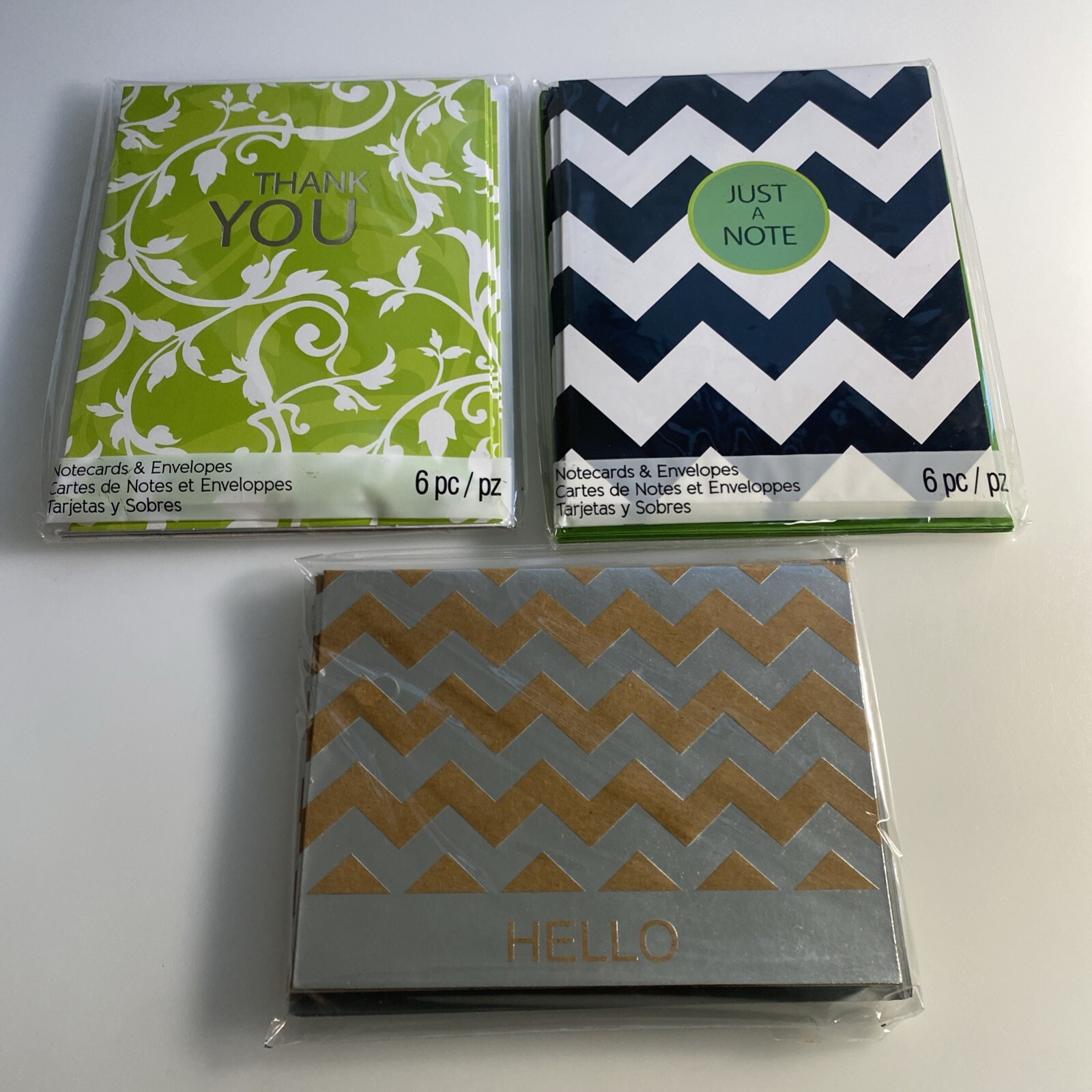 Blank Thank You Hello Note Cards and Envelopes Plain Gold Writing  2 Pack za5u