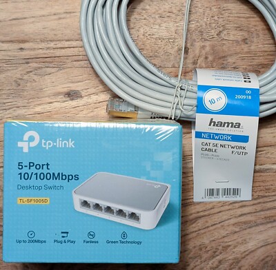 TP-Link TL-SF1005D (5 ports / 10/100 Mbps) Ethernet switch + 10m CAT 5e Kabel