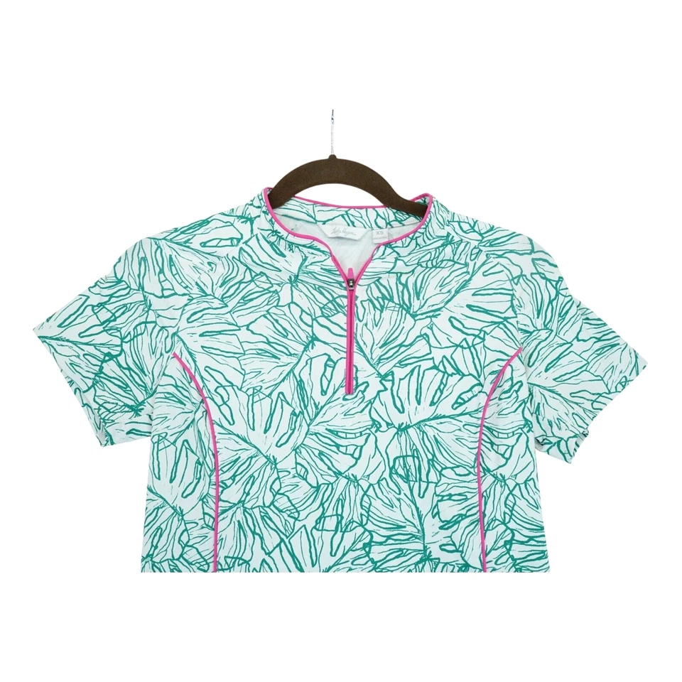 Lady Hagen Tropical Palm Polo Athletic Top Womens Golf Shirt XS 1/4 Zip - Image 3 of 4