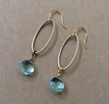 Aquamarine briolette jewelry Antique gold tone Handmade Sundance Charm Earrings
