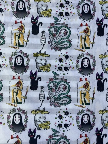 Anime forest spirited away americana Polycotton fabric 1/2 yard - Picture 4 of 4