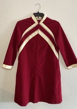 Vintage Vasserette Granny Robe Sleepwear Chevron 70s Velour Soft Red Burgundy