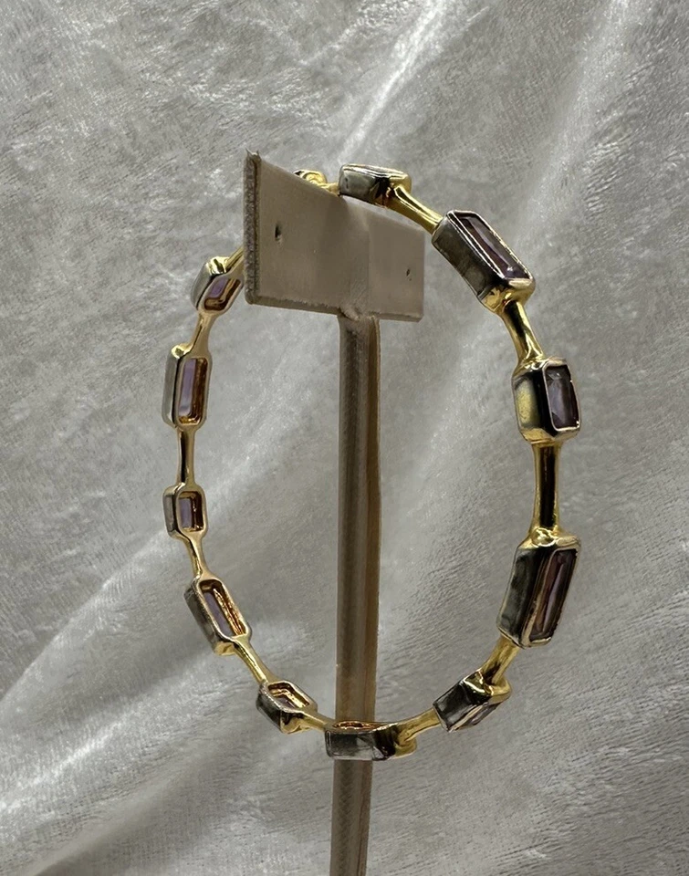 BRAZALETE BRAZALETE AMATISTA LAVANDA IMITACIÓN TONO ORO ROSA FIRMADO GRAZIANO Foto 3 de 4