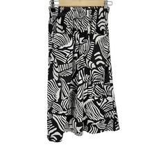 VTG College Town Black White Long Geometric Skirt Cotton Blend Small W/pockets