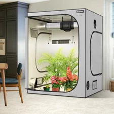 5x5 Grow Tent, 60"x60"x80" High Reflective Mylar w/Observation Window Grey NEW