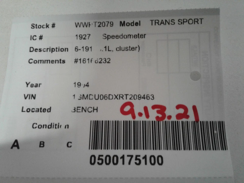 Medidor de velocímetro usado se adapta a: Pontiac Trans Sport 1994 6-191 3,1 L clúster grado A Foto 4 de 4