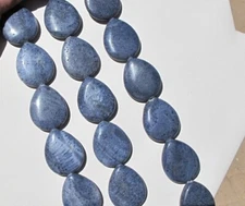 Genuine, Natural Blue Coral Beads, Long Drill Flat Teardrop, 25x30mm, 16" String