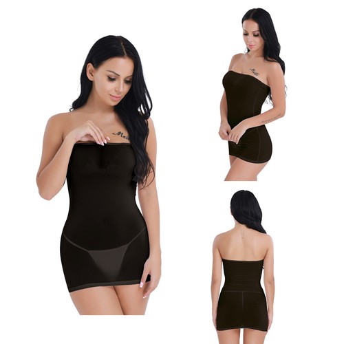 Women Sexy Mini Tube Dress One Piece Transparent Sheer Strapless Dress Nightclub Ebay
