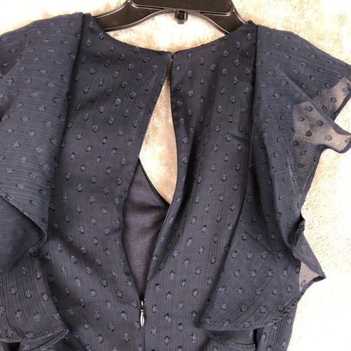 Tommy Hilfiger Kleid Sommer Frühling 38" Chiffon Rüschen dunkelblau gepunktet NEU - Bild 7 von 11